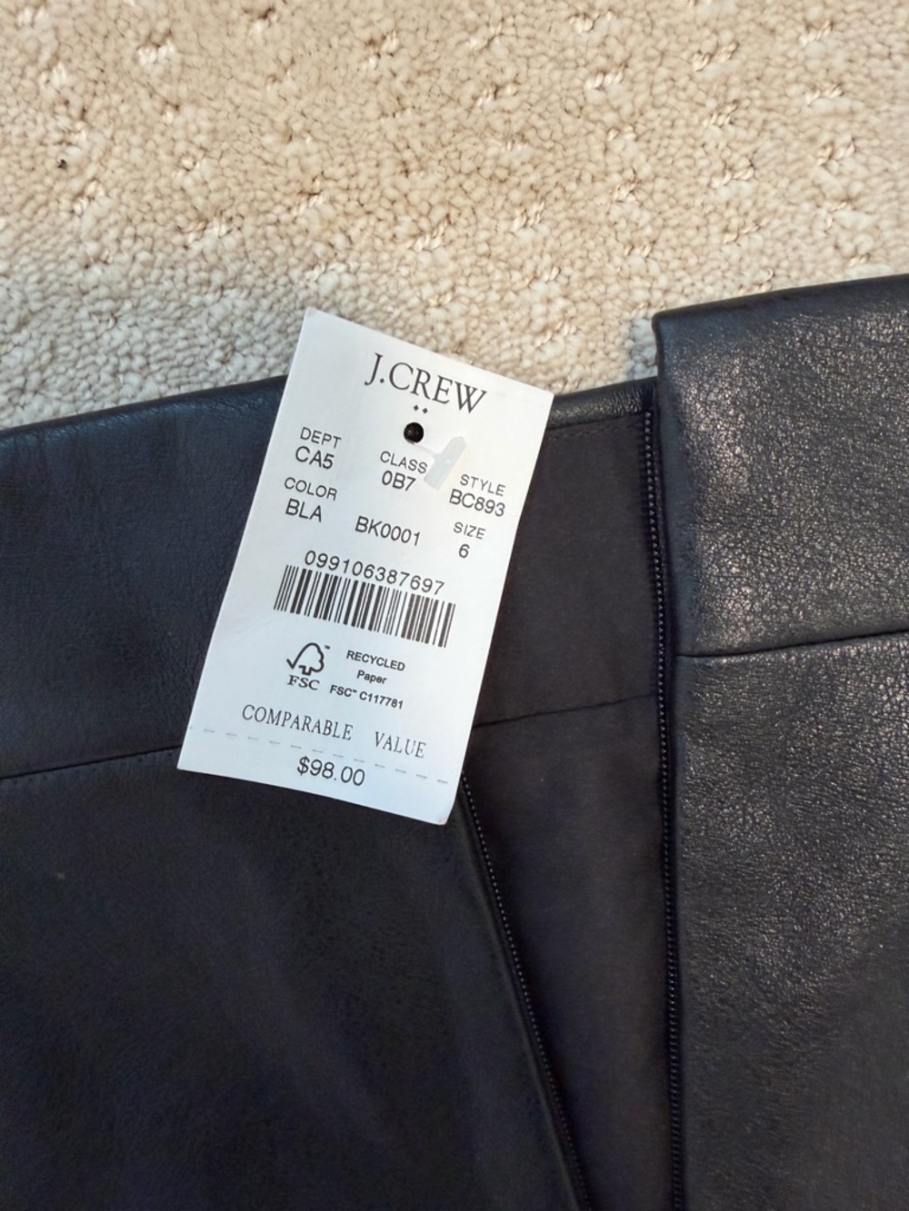 J. Crew Black Faux Leather Mini Skirt - Picture 2 of 3